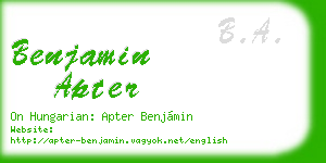 benjamin apter business card
